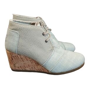 Toms Womens Desert Wood Wedge Ankle booties shoes sz 6